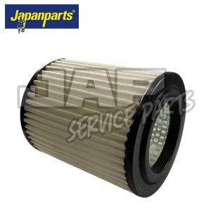 A cylindrical air filter with pleated beige material, black end caps, and a perforated inner core. The Japanparts logo is displayed in the top left corner. | Jap Service Parts - Car Parts