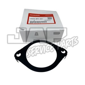 A black automotive gasket is displayed in front of a white box labelled with a red Honda sticker, showing part number 17272-RPY-G01. The JAP Service Parts watermark is overlaid on the image. | Jap Service Parts - Car Parts