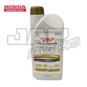 A white 1-litre bottle of Honda Pro Honda engine oil, 0W-20 type 2.0, with a gold cap. The label shows Empower Your Passion and colourful bands, and the Honda Genuine Parts logo is in the top left corner. | Jap Service Parts - Car Parts