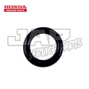A black rubber O-ring is centred on a white background. The Honda Genuine Parts logo is in the top left corner, and the words JAP Service Parts are faintly visible behind the O-ring. | Jap Service Parts - Car Parts