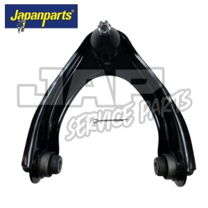 A black upper control arm car part with bushes on both ends and a ball joint at the top, displayed on a white background with the Japanparts logo in the top left corner. | Jap Service Parts - Car Parts