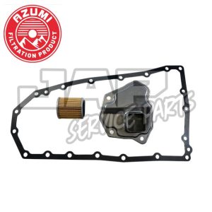 An automotive transmission filter kit including a gasket, a metal filter, and a cylindrical paper filter element. The Azumi Filtration Product logo appears in the top left corner. | Jap Service Parts - Car Parts