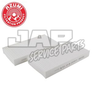 Two white rectangular air filters are shown side by side. The Azumi Filtration Product logo is in the top left corner, and the words JAP Service Parts are overlaid on the image. | Jap Service Parts - Car Parts