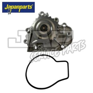 A metallic car water pump with multiple bolt holes is shown next to a black rubber gasket. The image has the Japanparts logo in the upper left corner and a faint “JAP Service Parts” watermark in the background. | Jap Service Parts - Car Parts