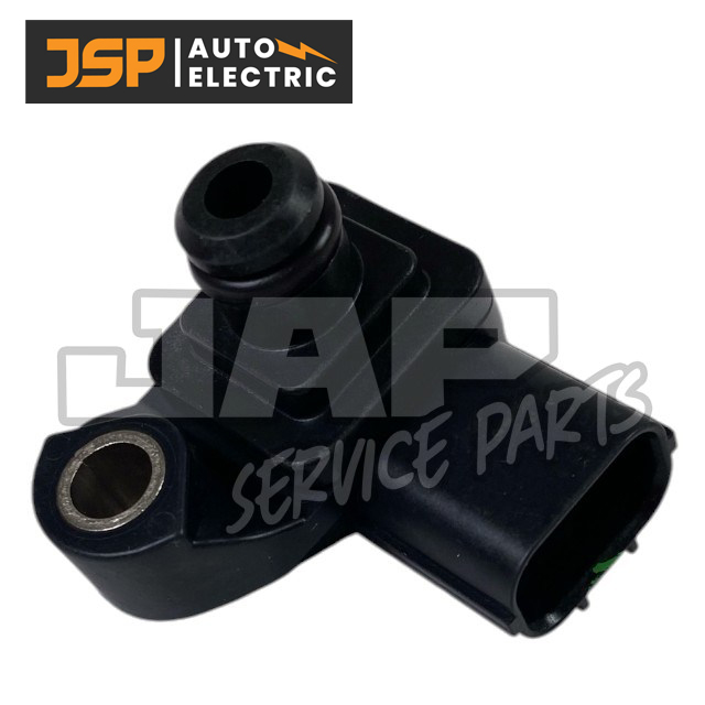 A black automotive sensor part with a connector and mounting hole, positioned on a white background. The JSP Auto Electric logo is displayed in the top left corner. | Jap Service Parts - Car Parts