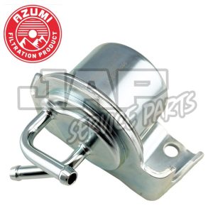 A metallic automotive part with two cylindrical connectors and a mounting bracket, labelled Azumi Filtration Product in a red circle logo. “JAP Service Parts” watermark is overlaid on the image. | Jap Service Parts - Car Parts