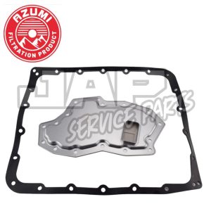 A metal automotive transmission filter and a black gasket are displayed on a white background. The Azumi Filtration Product logo appears in the upper left corner. | Jap Service Parts - Car Parts