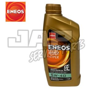 A gold 1-litre bottle of ENEOS Hyper 5W-40 fully synthetic motor oil with a black label. The ENEOS logo appears on the bottle and separately in the top left corner of the image. | Jap Service Parts - Car Parts