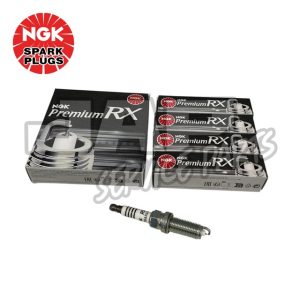 NGK Premium RX spark plugs packaging with five individual boxes, one spark plug displayed in front, and the NGK Spark Plugs logo in the top left corner. | Jap Service Parts - Car Parts