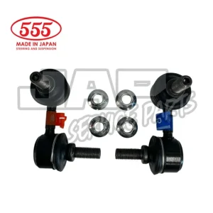 Two black automotive suspension parts with four metal nuts on a white background. 555 Made in Japan logo in red at the top left, with JAP Service Parts watermark in grey. | Jap Service Parts - Car Parts