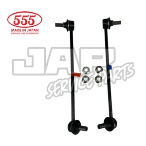 Two black car suspension parts with four nuts, set against a white background. 555 MADE IN JAPAN and JAP SERVICE PARTS logos are visible in red and grey text. | Jap Service Parts - Car Parts