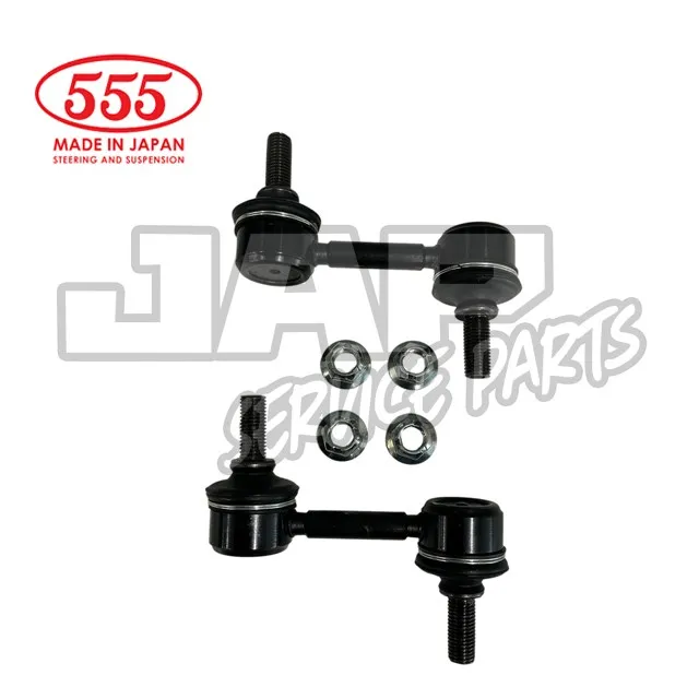 Two black suspension links with bolts and four metal washers. 555 MADE IN JAPAN Steering and Suspension logo appears in red at the top left. JAP SERVICE PARTS watermark is in the background. | Jap Service Parts - Car Parts