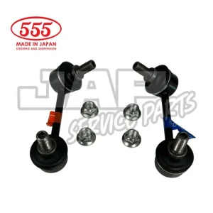 Two black suspension links with attached bolts and four silver nuts, labelled 555 Made in Japan for steering and suspension, displayed on a white background with faint JAP Service Parts watermark. | Jap Service Parts - Car Parts