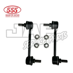 Two black steering or suspension rods with bolts and six metal nuts on a white background. 555 Made in Japan Steering and Suspension logo at top left, partially overlaid JAP Service Parts watermark in the centre. | Jap Service Parts - Car Parts
