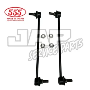 Two black suspension links with four nuts on a white background. “555 Made in Japan Steering and Suspension” and JAP Service Parts logos are also visible. | Jap Service Parts - Car Parts