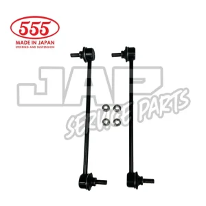 Two black suspension links with accompanying nuts on a white background. 555 MADE IN JAPAN text in red at the top left, and JAP SERVICE PARTS watermark across the image. | Jap Service Parts - Car Parts