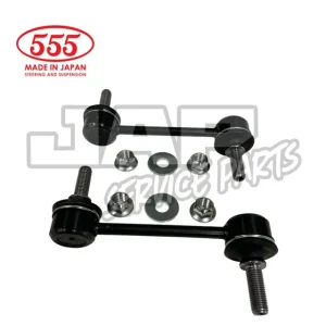 Two black suspension links with bolts, washers, and nuts on a white background. 555 Made in Japan Steering and Suspension logo and faint Jap Service Parts watermark are present. | Jap Service Parts - Car Parts