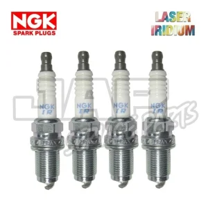 Four NGK laser iridium spark plugs are lined up vertically. The NGK Spark Plugs logo is in the top left, and the Laser Iridium label is in the top right corner of the white background. | Jap Service Parts - Car Parts