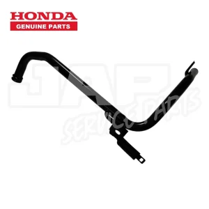 Black metal Honda car part against a white background, with the red HONDA GENUINE PARTS logo in the top left corner. The part has curved and angled sections and mounting brackets. | Jap Service Parts - Car Parts