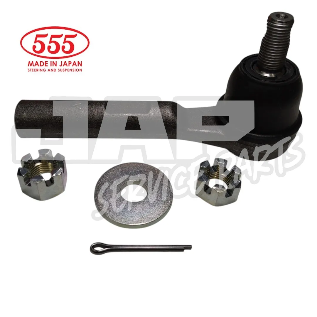 Automotive track rod end with two nuts, a washer, and a split pin. 555 Made in Japan Steering and Suspension logo in red, and JAP Service Parts watermark in the background. | Jap Service Parts - Car Parts