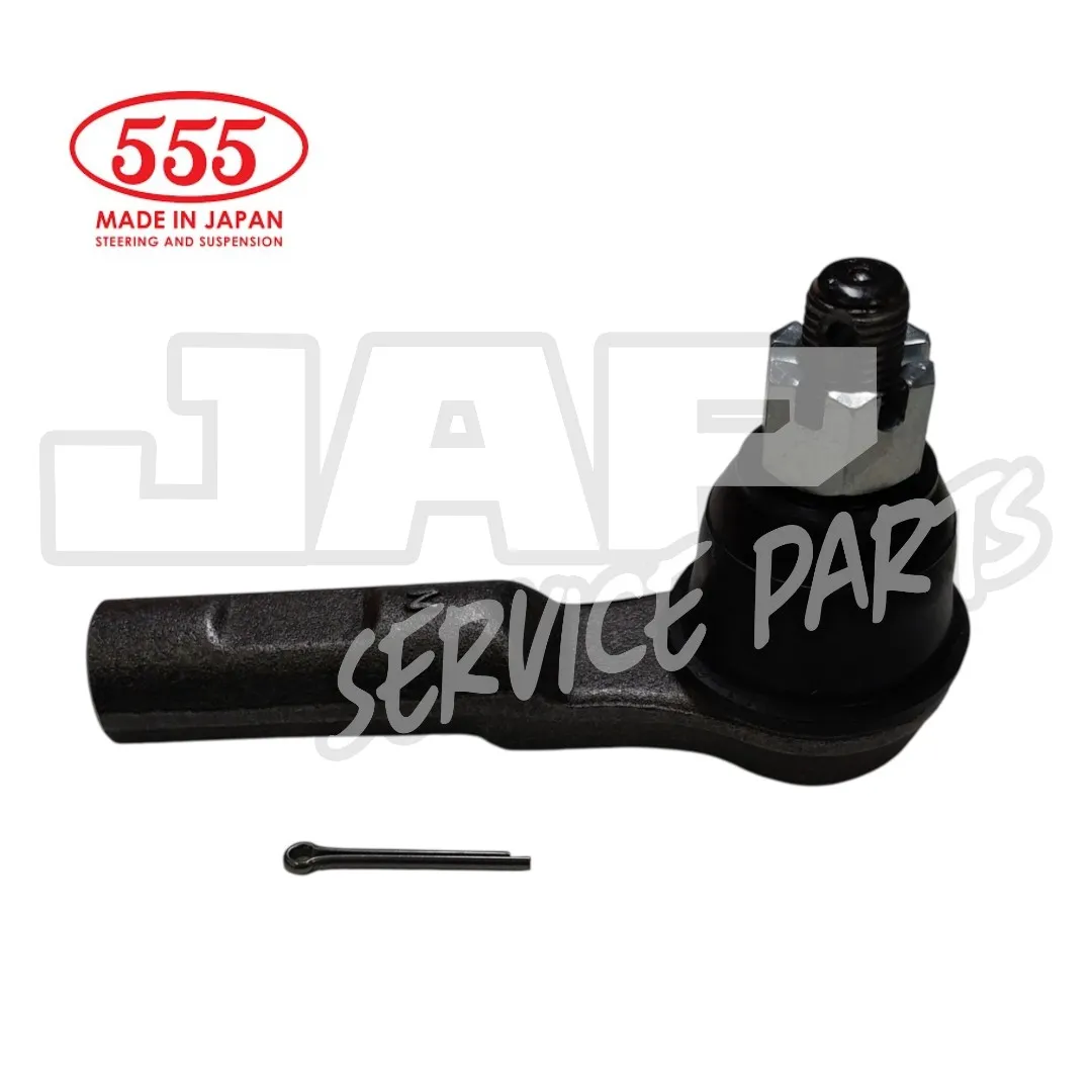 A metal automotive track rod end with a nut and split pin, labelled 555 Made in Japan and JAF Service Parts in the background. | Jap Service Parts - Car Parts