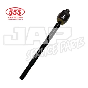 A car steering or suspension part with a threaded rod. The background has a red 555 Made in Japan logo and faint JAP Service Parts text. | Jap Service Parts - Car Parts