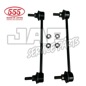 Two black suspension link rods with four nuts are displayed on a white background. The red 555 Made in Japan logo and a faded JAP Service Parts watermark are visible in the background. | Jap Service Parts - Car Parts